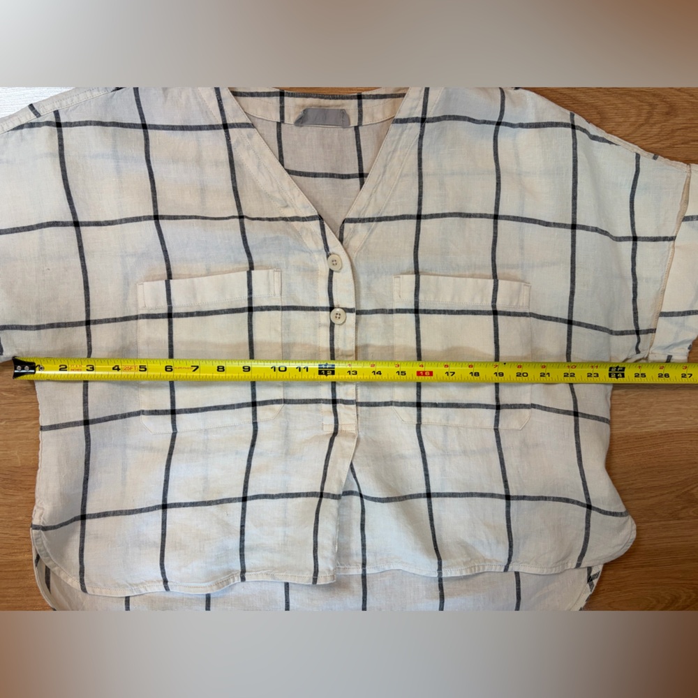 Everlane The Linen Utility Shirt Canvas Windowpane Pattern Size XL - Picture 9 of 11